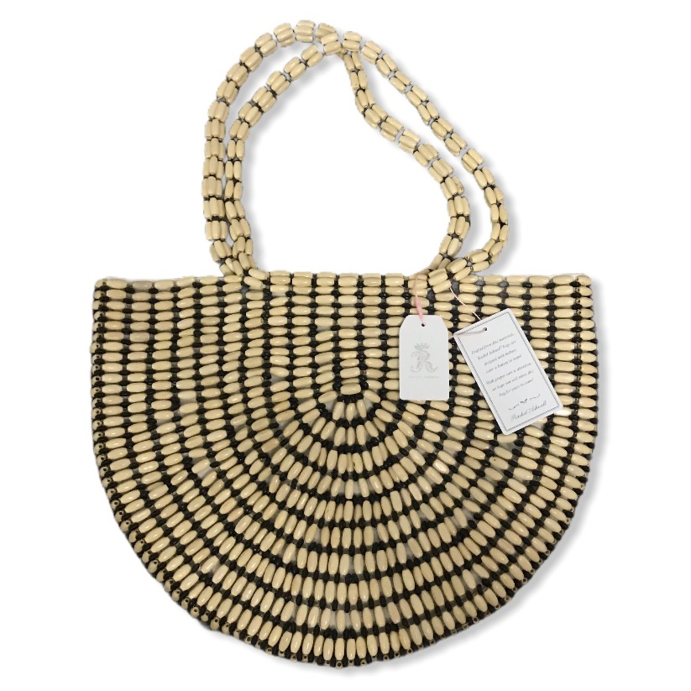 Rachel Ashwell wooden Beaded Ratan boho Bali purse